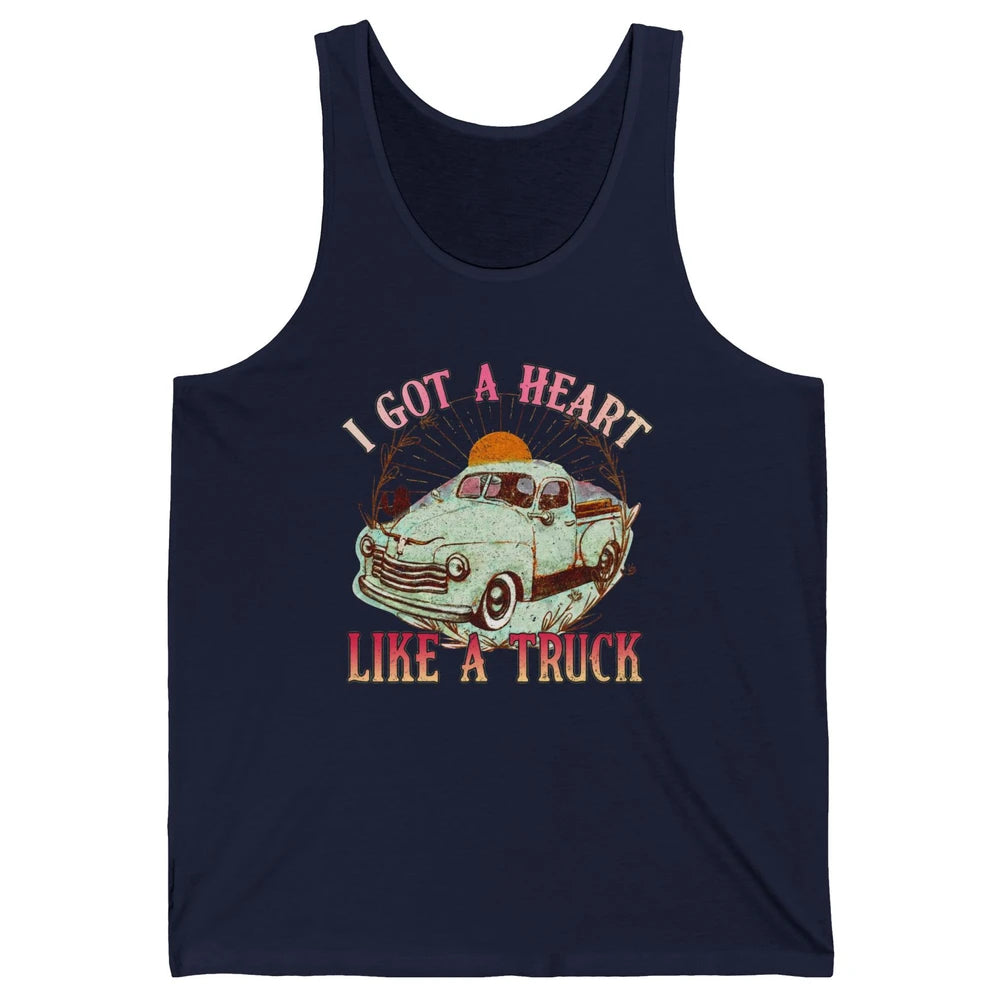 Retro Desert Sunset Truck I Got A Heart Like A Truck Western Unisex Jersey Tank