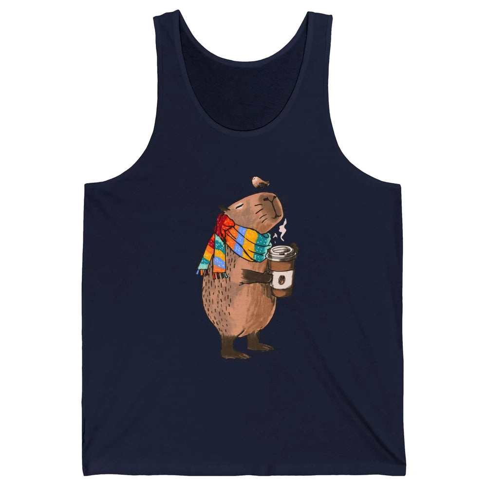 Retro Capybara Drinking Coffee Animal Stuffed Capybara Lover Unisex Jersey Tank