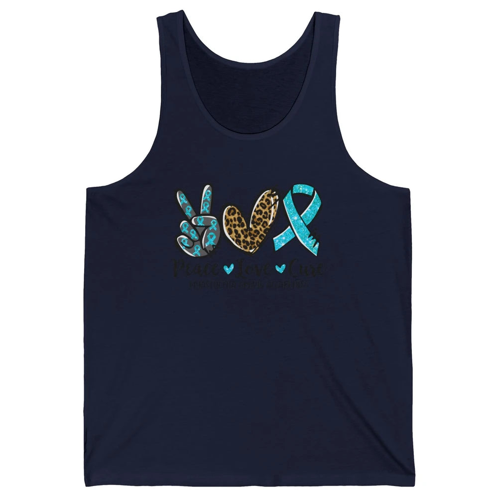 Myasthenia Gravis Awareness Ribbon Peace Love Cure Leopard Unisex Jersey Tank