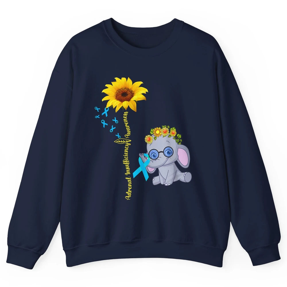 Adrenal Insufficiency Awareness Baby Elephant Sunflower Unisex Crewneck Sweatshirt