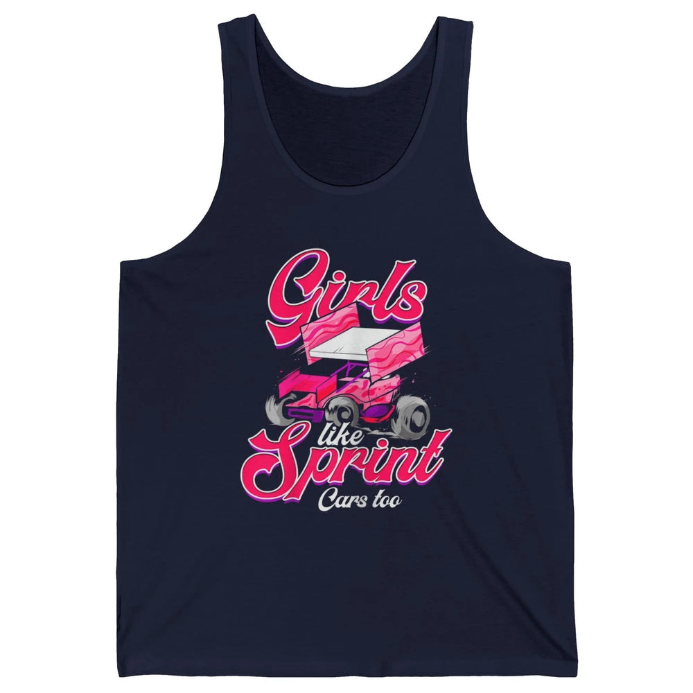 Racing Dirt Track Girls Like Sprint Car Too Race Truck Retro Unisex Jersey Tank