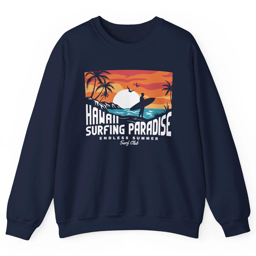 Retro Hawaii Palms Surfing Paradise Surf Club Endless Summer Unisex Crewneck Sweatshirt