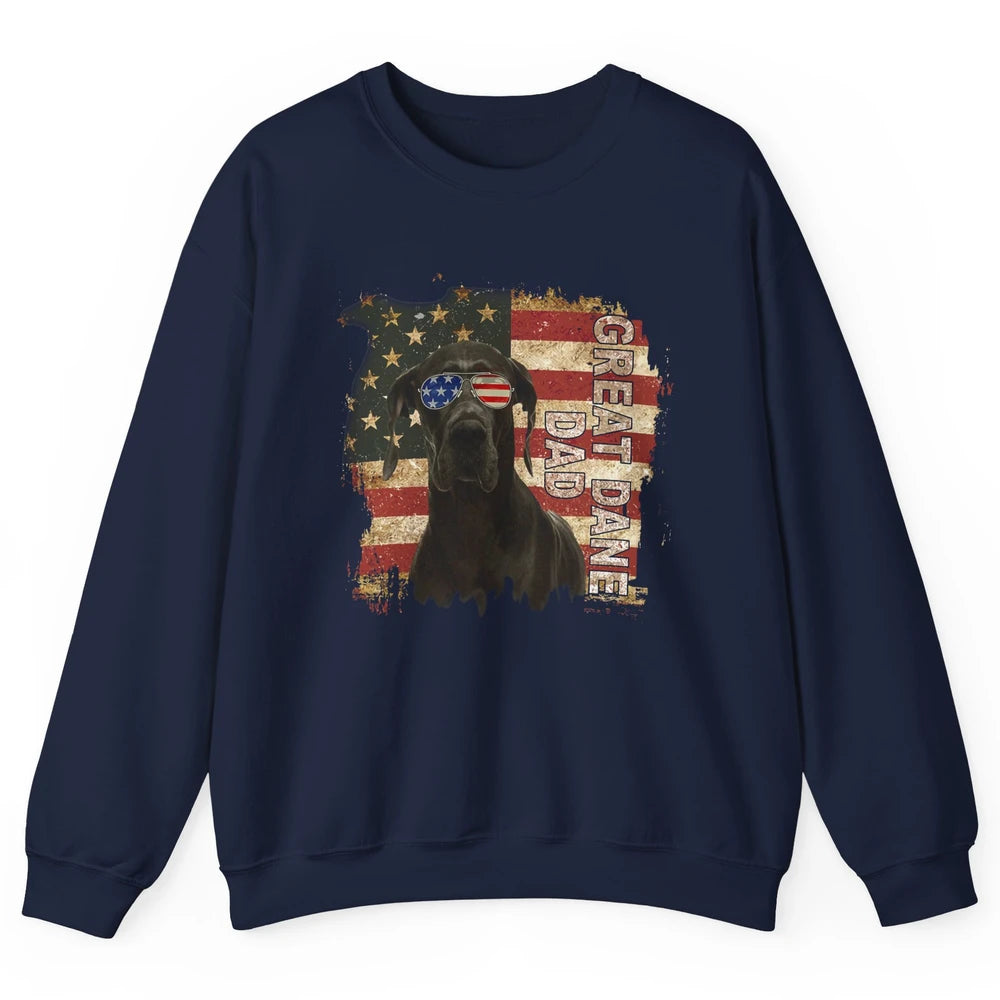 Retro Best Great Dane Dad Ever American Flag 4th Of July Unisex Crewneck Sweatshirt
