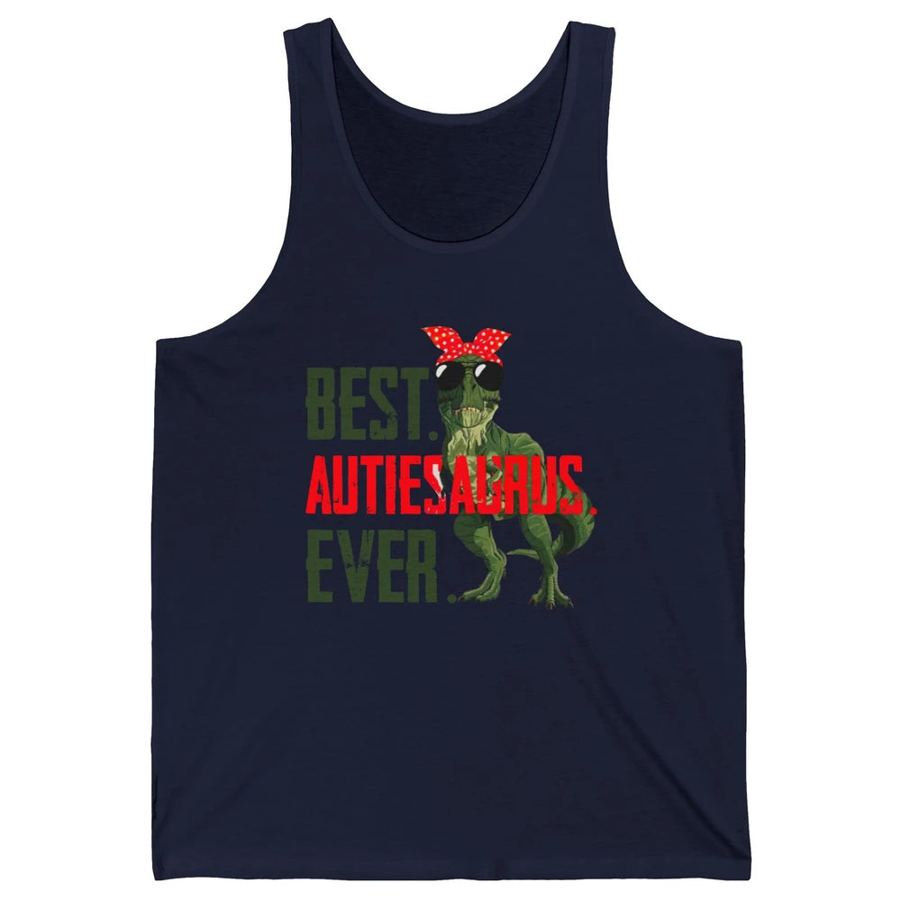 Retro Funny T Rex Best Auntiesaurus Ever Dinosaur Aunt Gift Unisex Jersey Tank