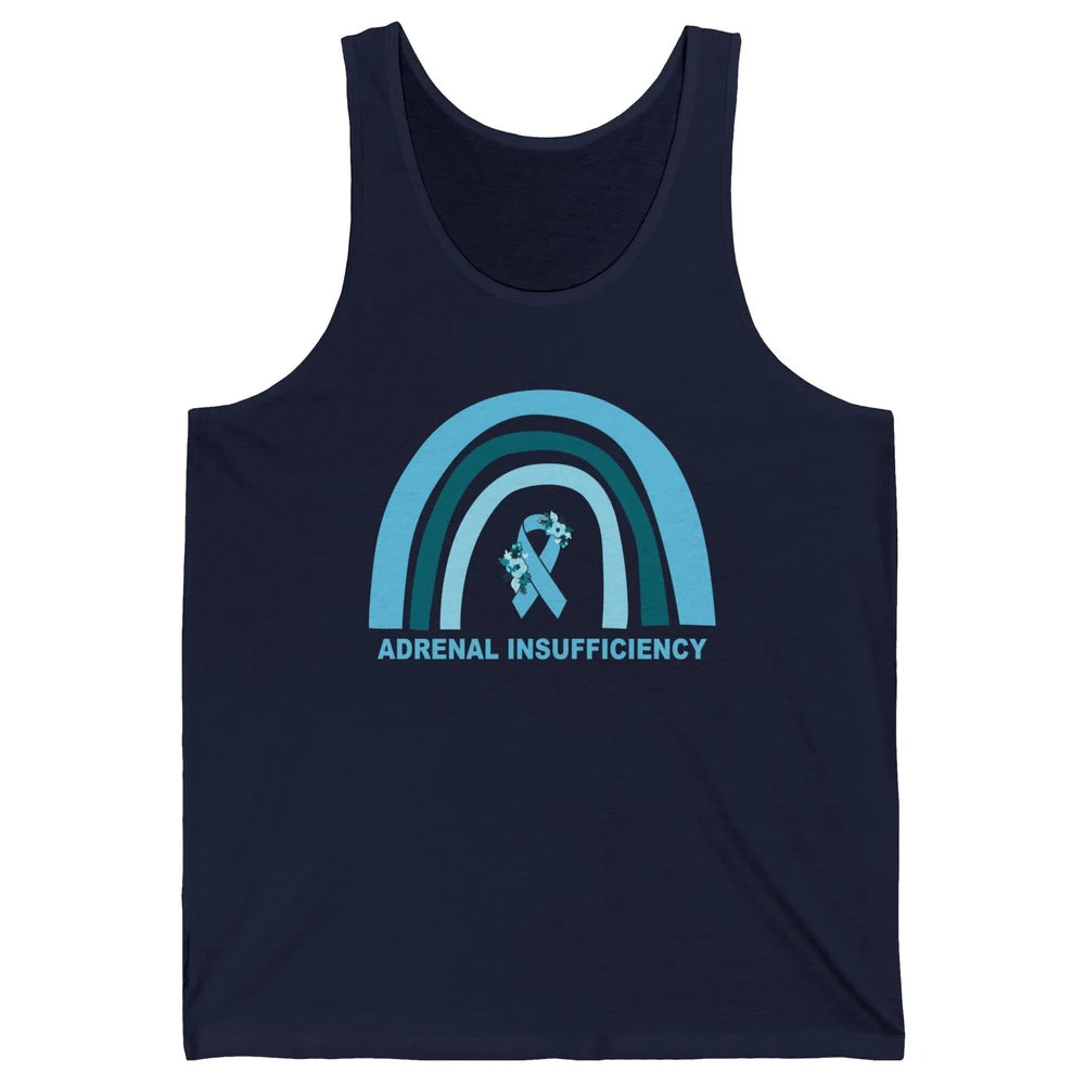 Adrenal Insufficiency Awareness Floral Blue Ribbon Rainbow Unisex Jersey Tank