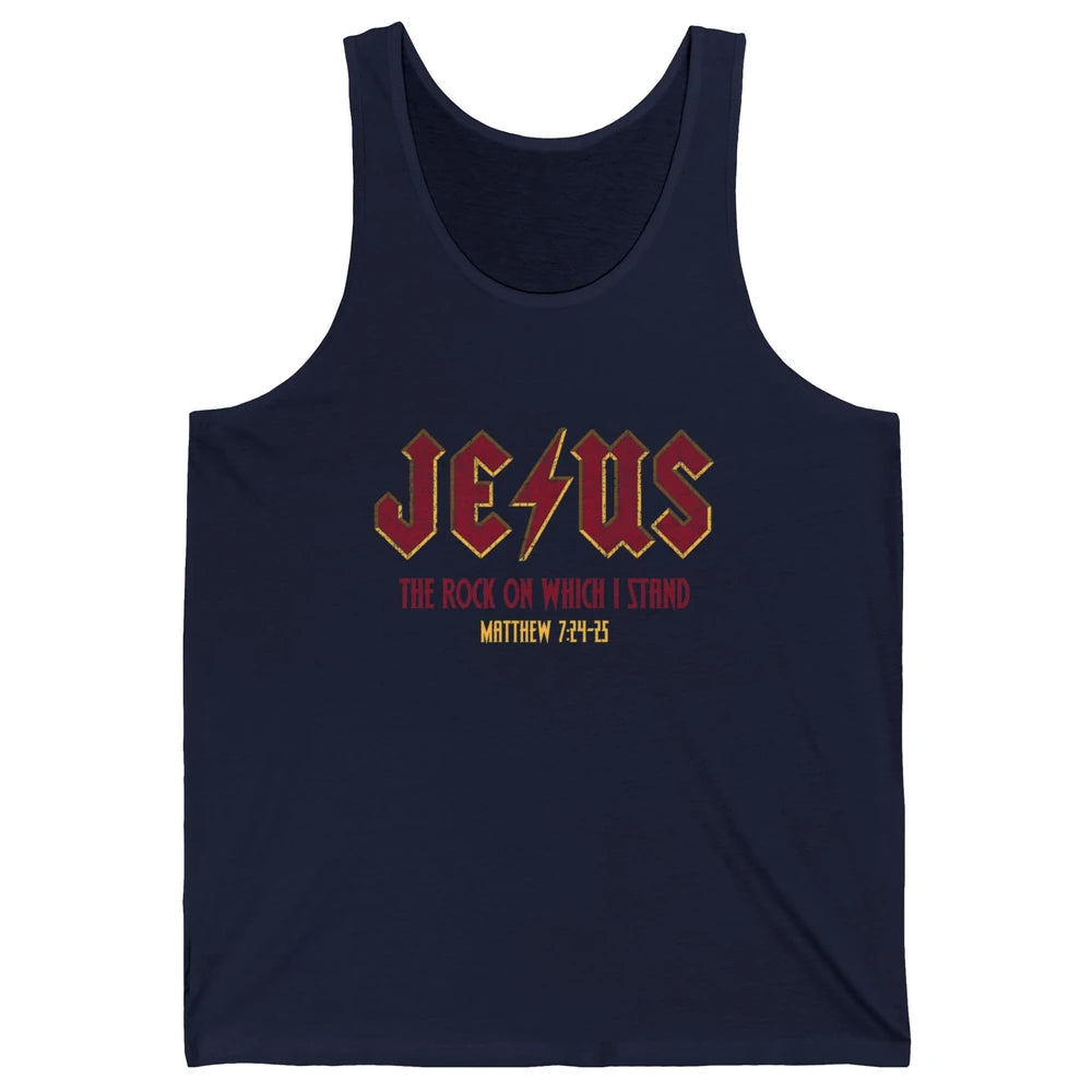 Retro Jesus The Rock On Which I Stand Faith Christian God Unisex Jersey Tank