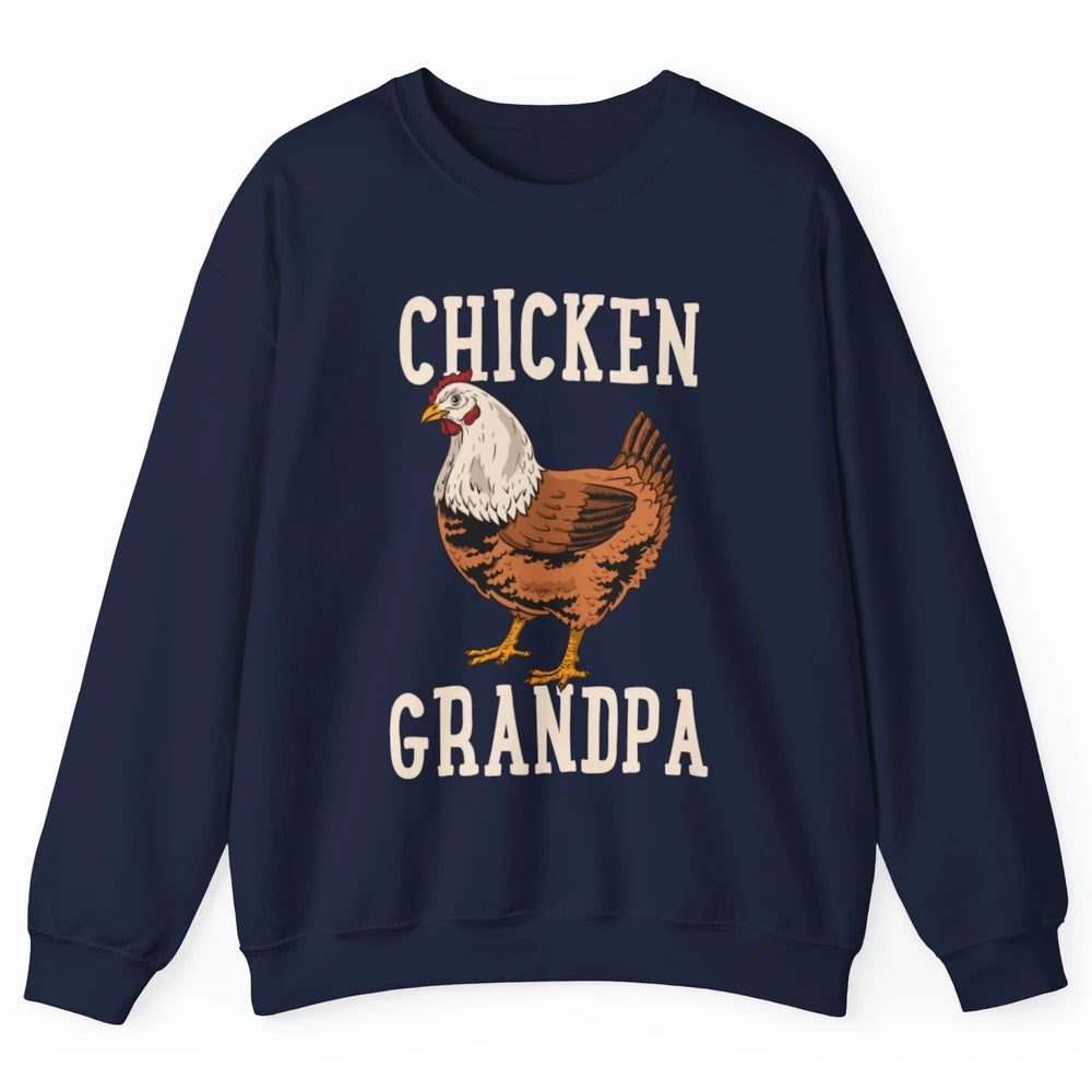 Retro Chicken Grandpa Funny Grandfather Vintage Farm Animal Unisex Crewneck Sweatshirt