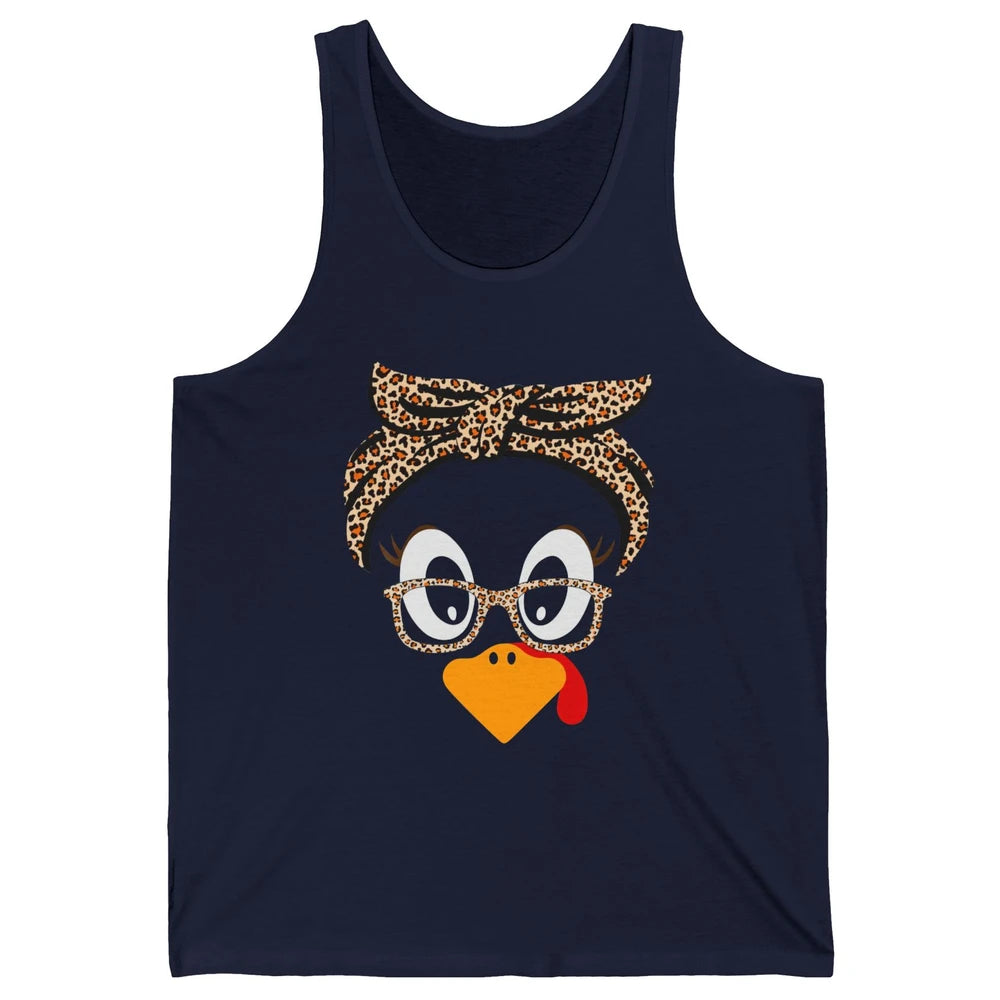 Cute Turkey Mom Leopard Glasses Thanksgiving Fall Turkey Day Unisex Jersey Tank
