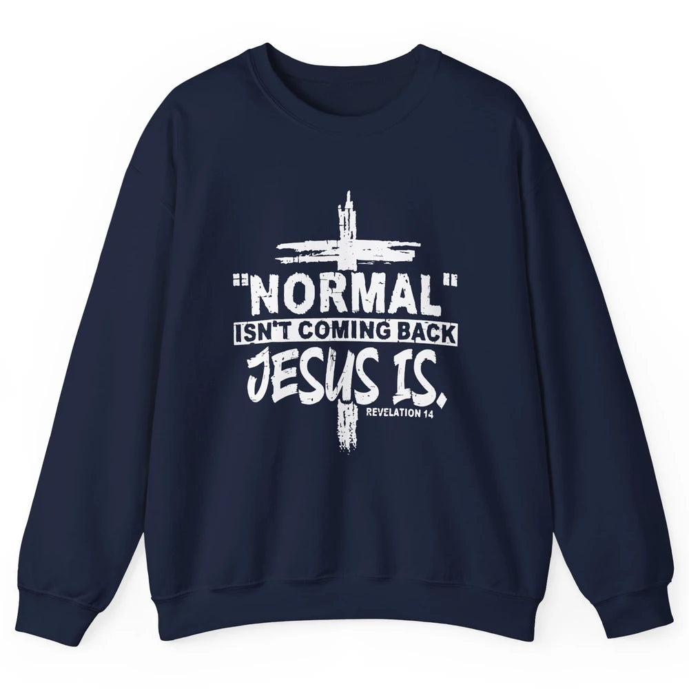 Normal Isn't Coming Back Jesus Is Bible Christian Religious Unisex Crewneck Sweatshirt