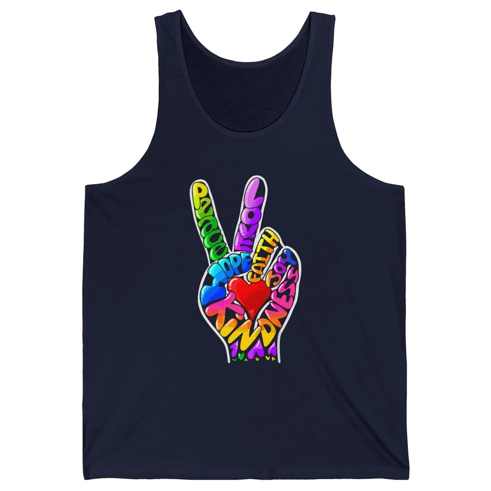 Peace Love Hope Joy Faith Kindness Word Christian Religious Unisex Jersey Tank