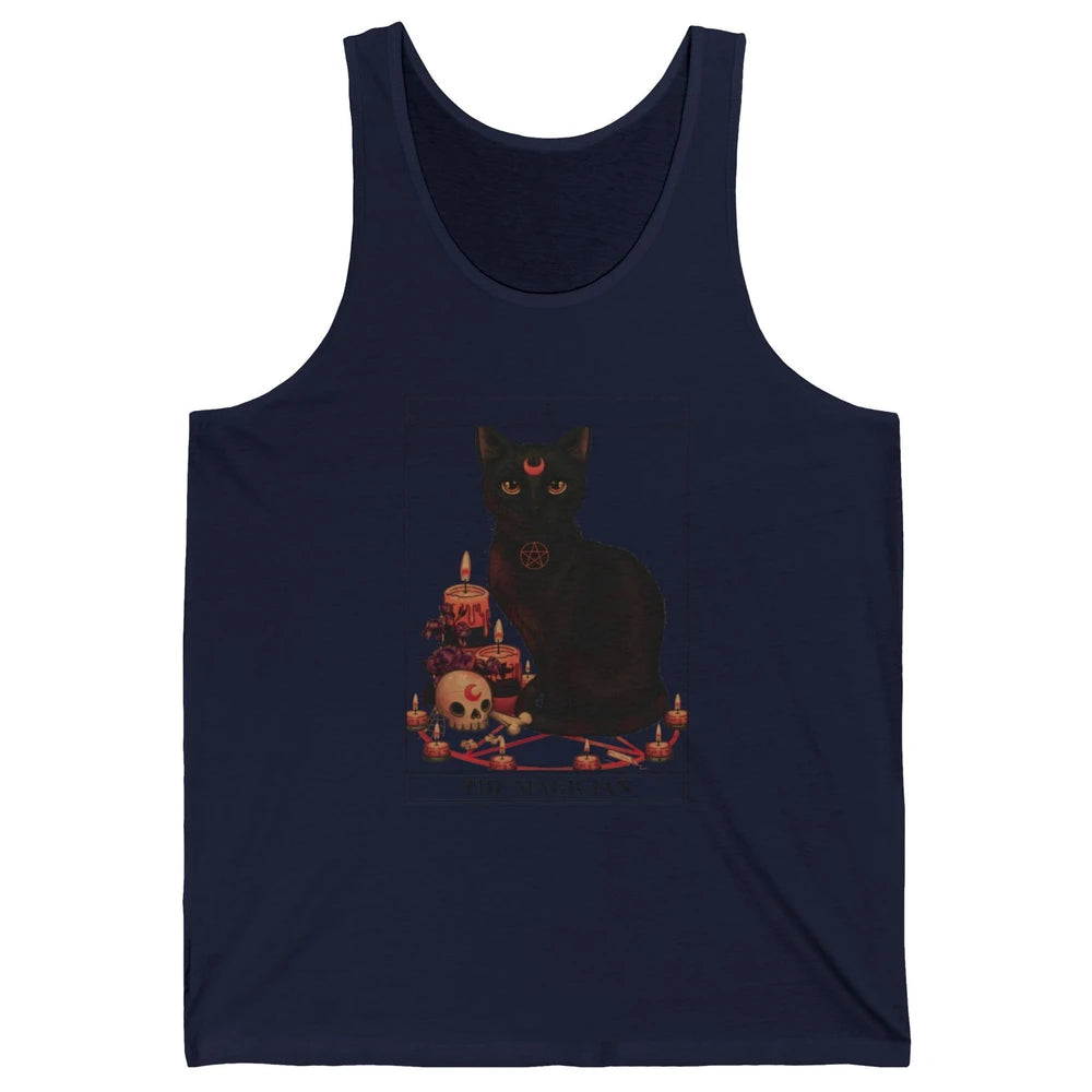 Retro Halloween Gothic Cat The Magician Tarot Witchcraft Unisex Jersey Tank