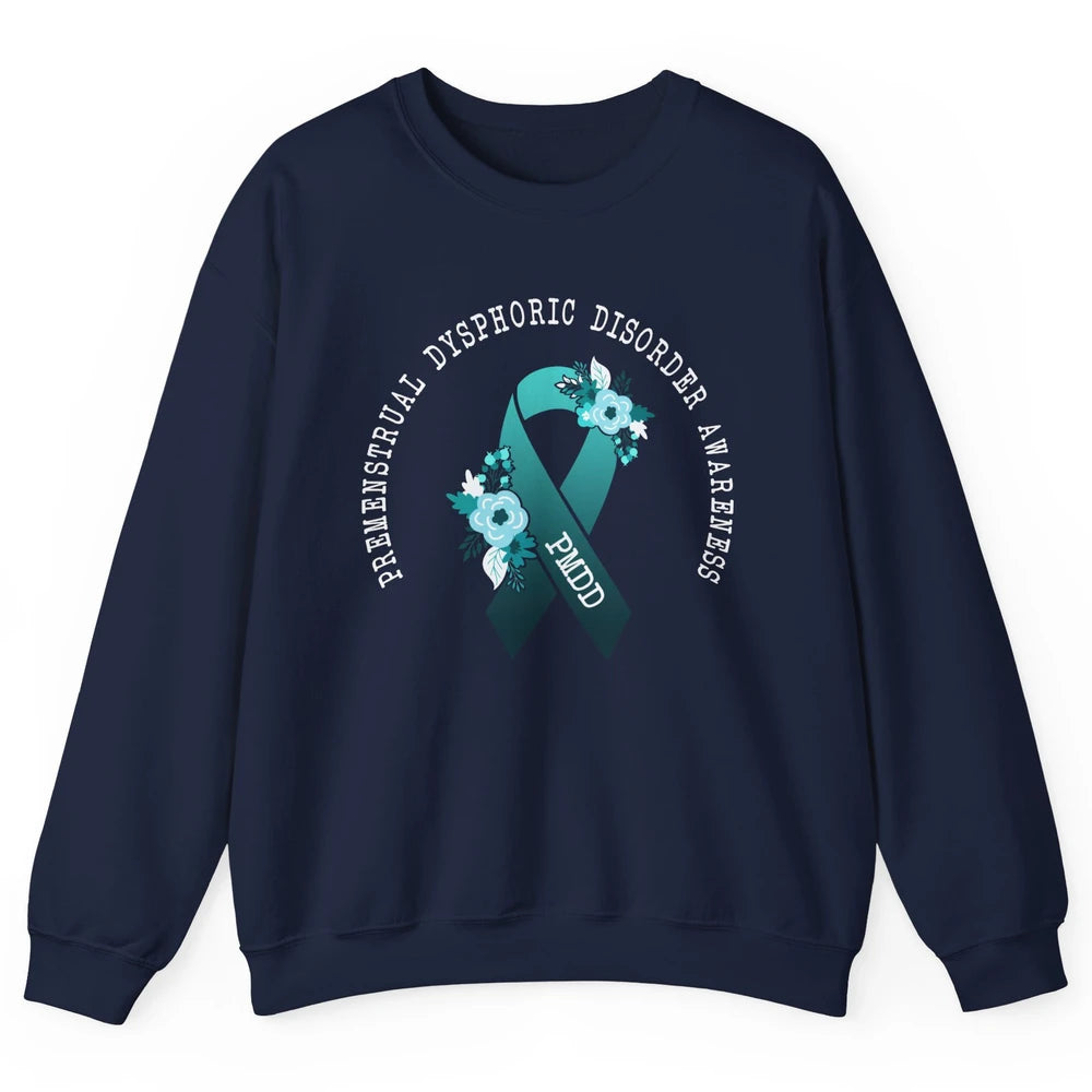 Premenstrual Dysphoric Disorder PMDD Awareness Ribbon Unisex Crewneck Sweatshirt