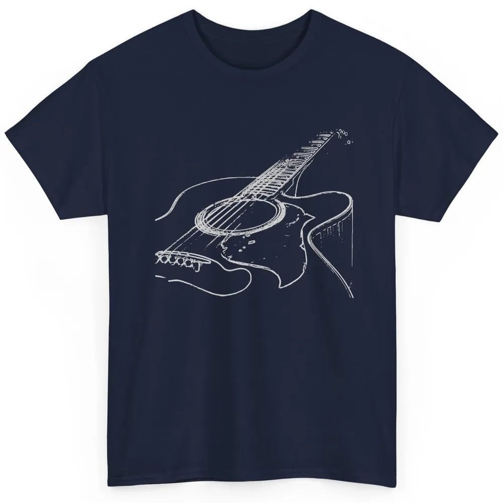 Retro Acoustic Guitar Guitarist Musician Music Lovers Gift Classic Unisex T-Shirt