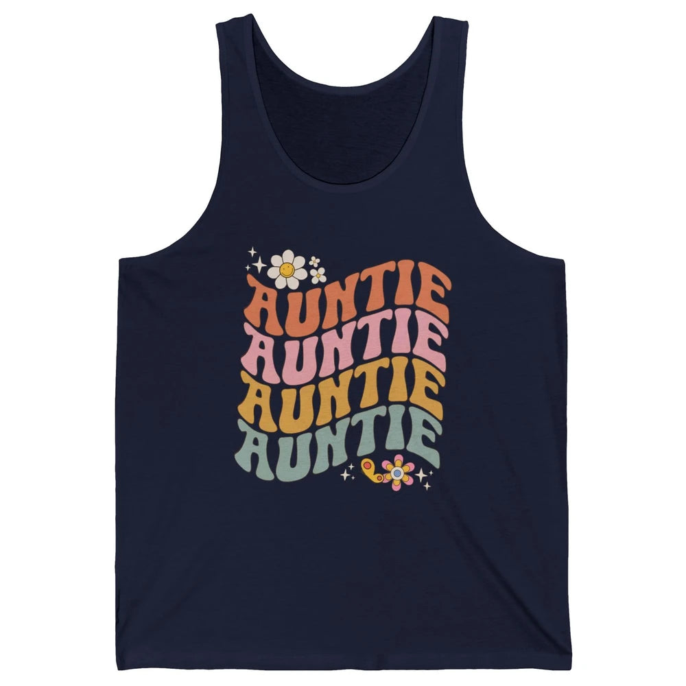Retro Auntie Hippie Groovy Pregnancy Reveal Positive Mind Unisex Jersey Tank