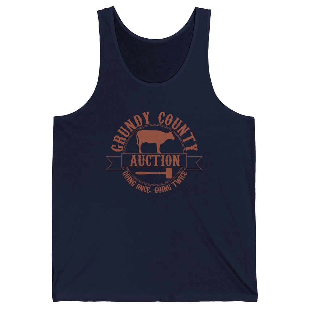 Retro Cow Cattle Grundy County Auction Western Country Farm Unisex Jersey Tank