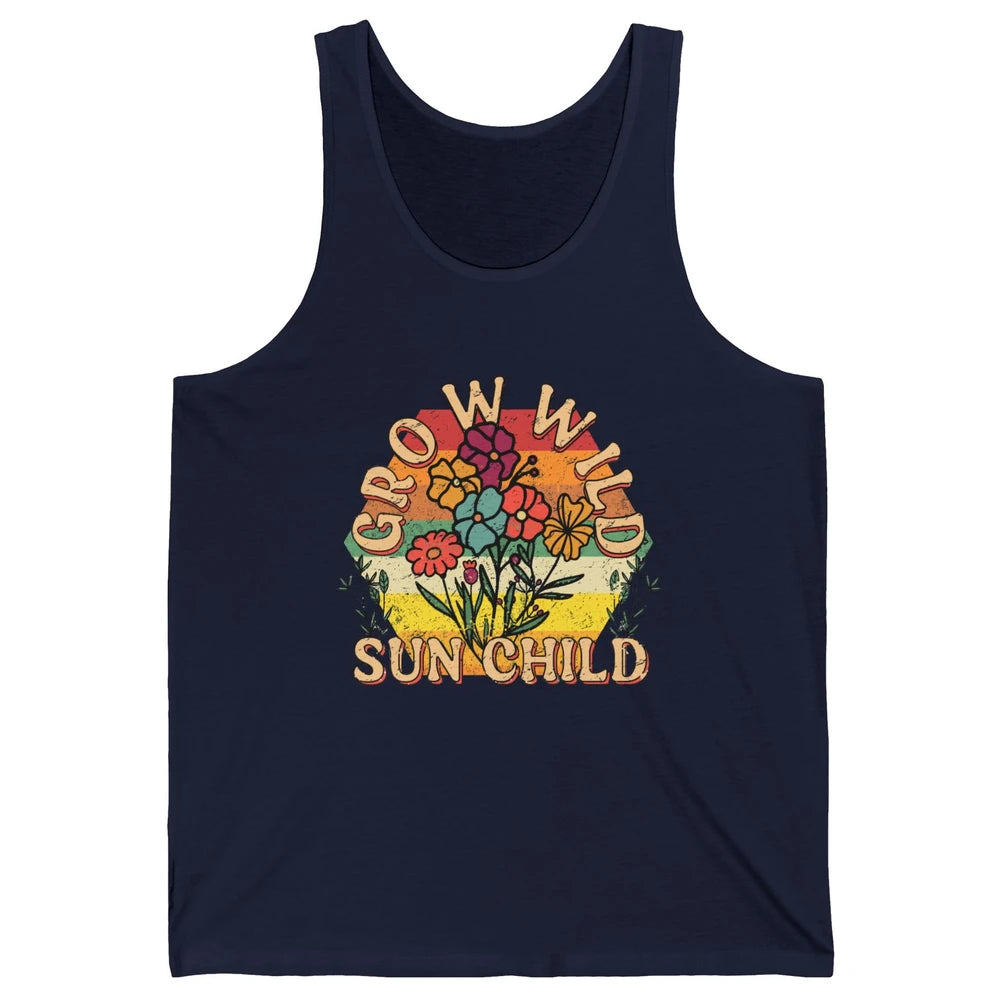 Retro Grow Wild Sun Child 70s Aesthetic Boho Western Summer Unisex Jersey Tank