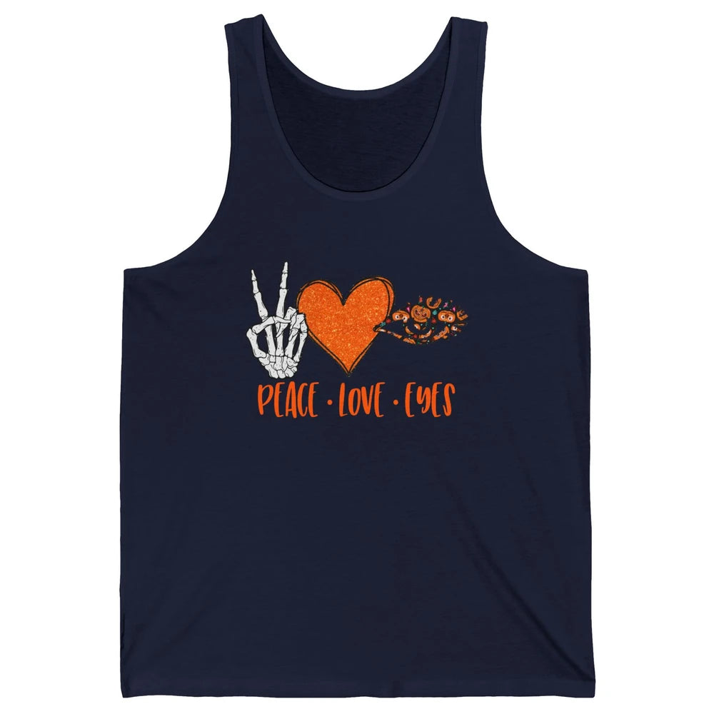 Optician Halloween Peace Love Eyes Optometrist Pumpkin Gift Unisex Jersey Tank