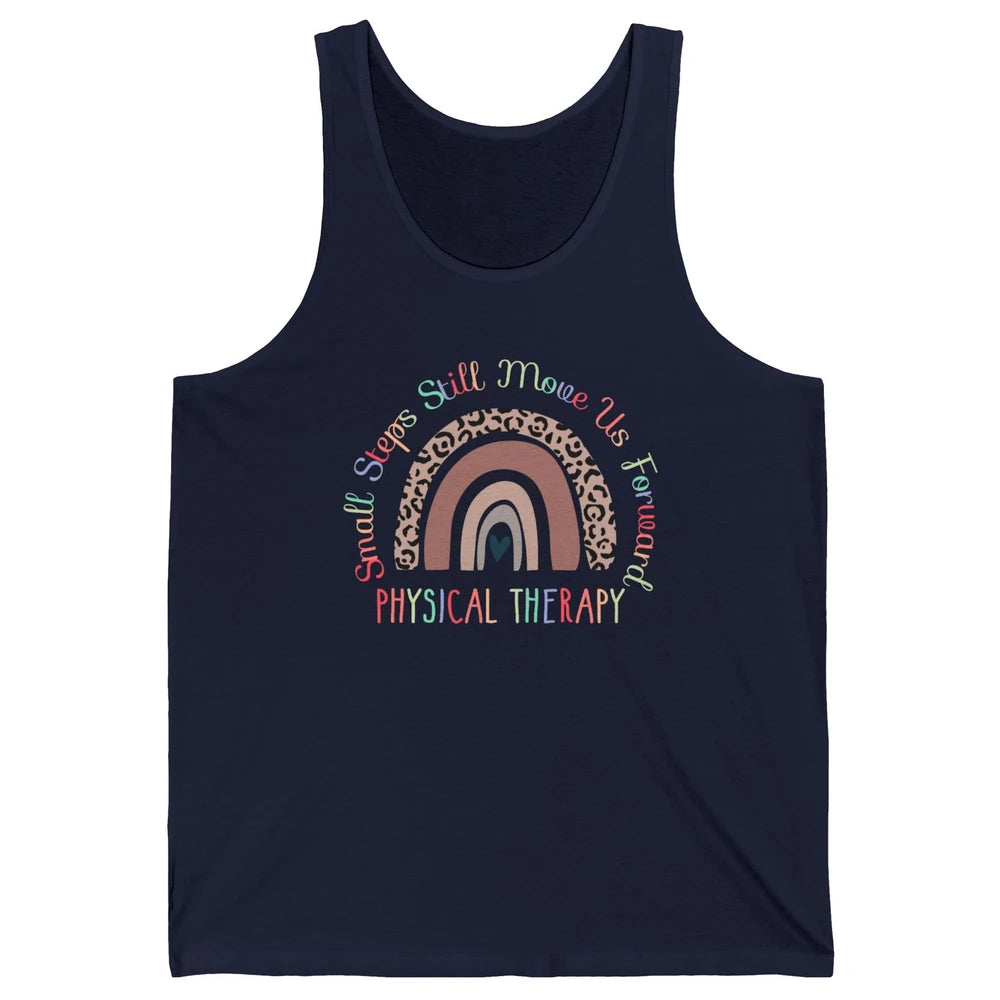 Physical Therapy Small Steps Move Us Forward Leopard Rainbow Unisex Jersey Tank