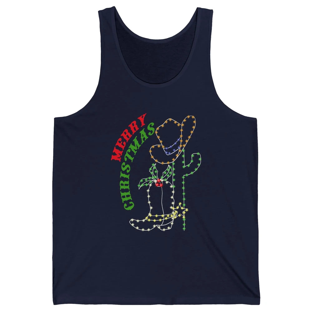 Retro Cowboy Merry Christmas Western Country Cowgirl Costume Unisex Jersey Tank