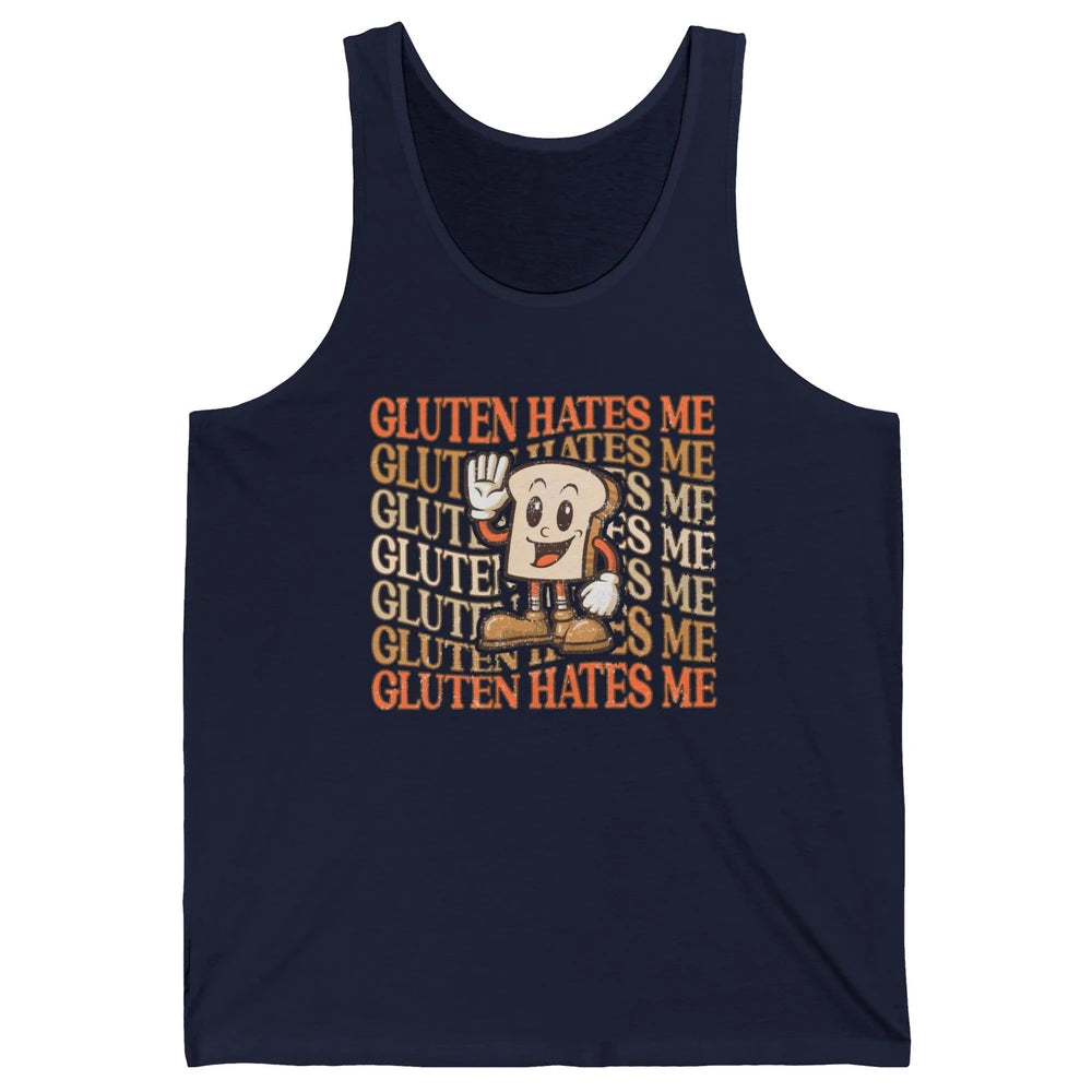 Funny Gluten Hates Me Retro Gluten Free Bread Celiac Disease Unisex Jersey Tank