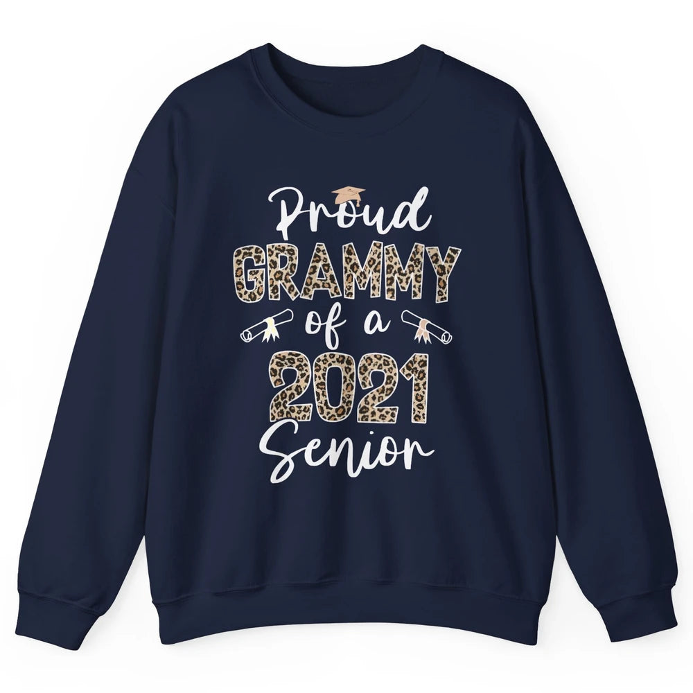 Proud Grammy Of A 2021 Senior Senior 2021 Grad Party Leopard Unisex Crewneck Sweatshirt