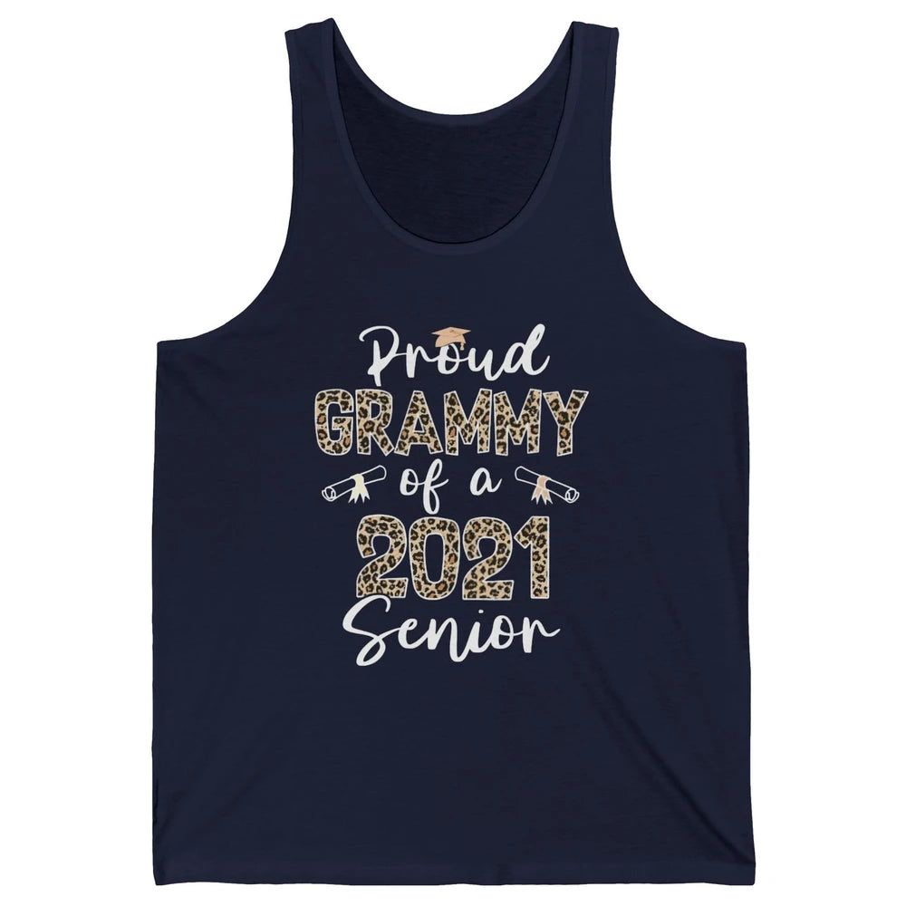 Proud Grammy Of A 2021 Senior Senior 2021 Grad Party Leopard Unisex Jersey Tank