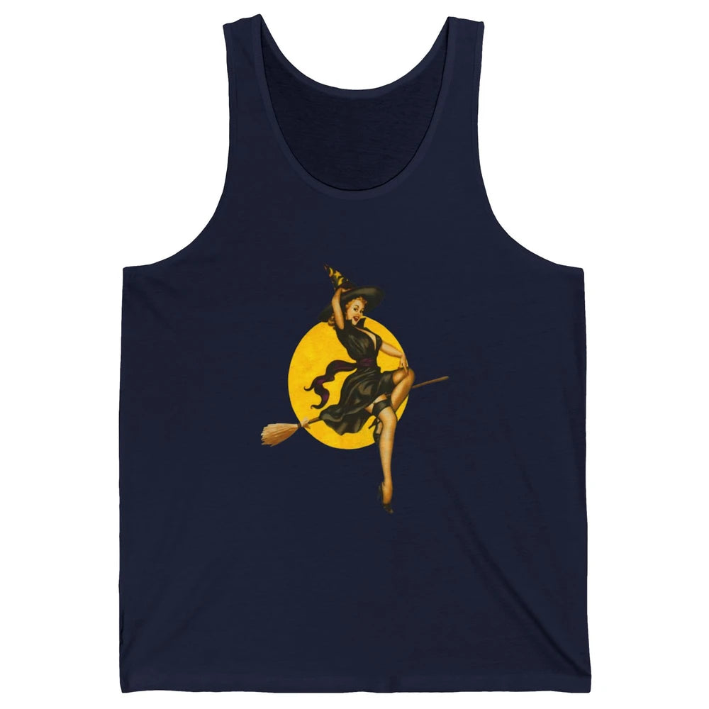Pin Up Vintage Witch Pastel Witchcraft Halloween Spooky Goth Unisex Jersey Tank