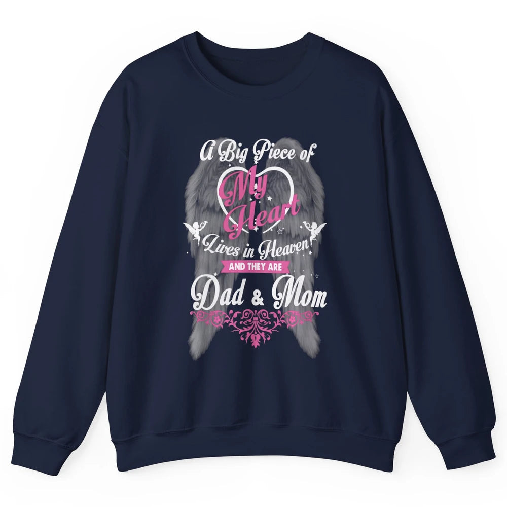 Parents Heaven Dad And Mom In Heaven Angel Wings Guardian Unisex Crewneck Sweatshirt