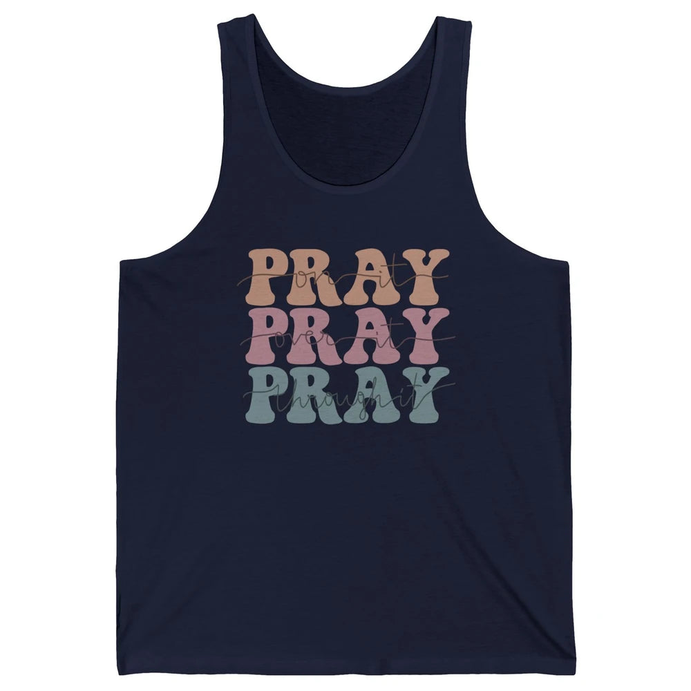 Retro Pray On It Over It Christian Bible Faith In Jesus Unisex Jersey Tank