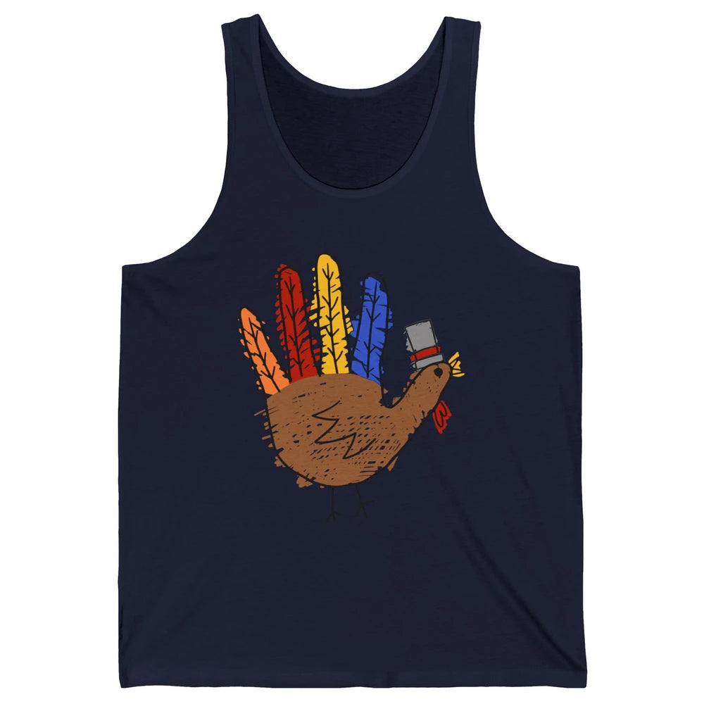 Thanksgiving Hand Turkey Funny Thanksgiving Teacher Thankful Unisex Jersey Tank