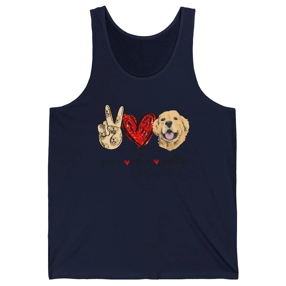 Peace Love Golden Dog Lover Golden Retriever Dad Mom Gift Unisex Jersey Tank