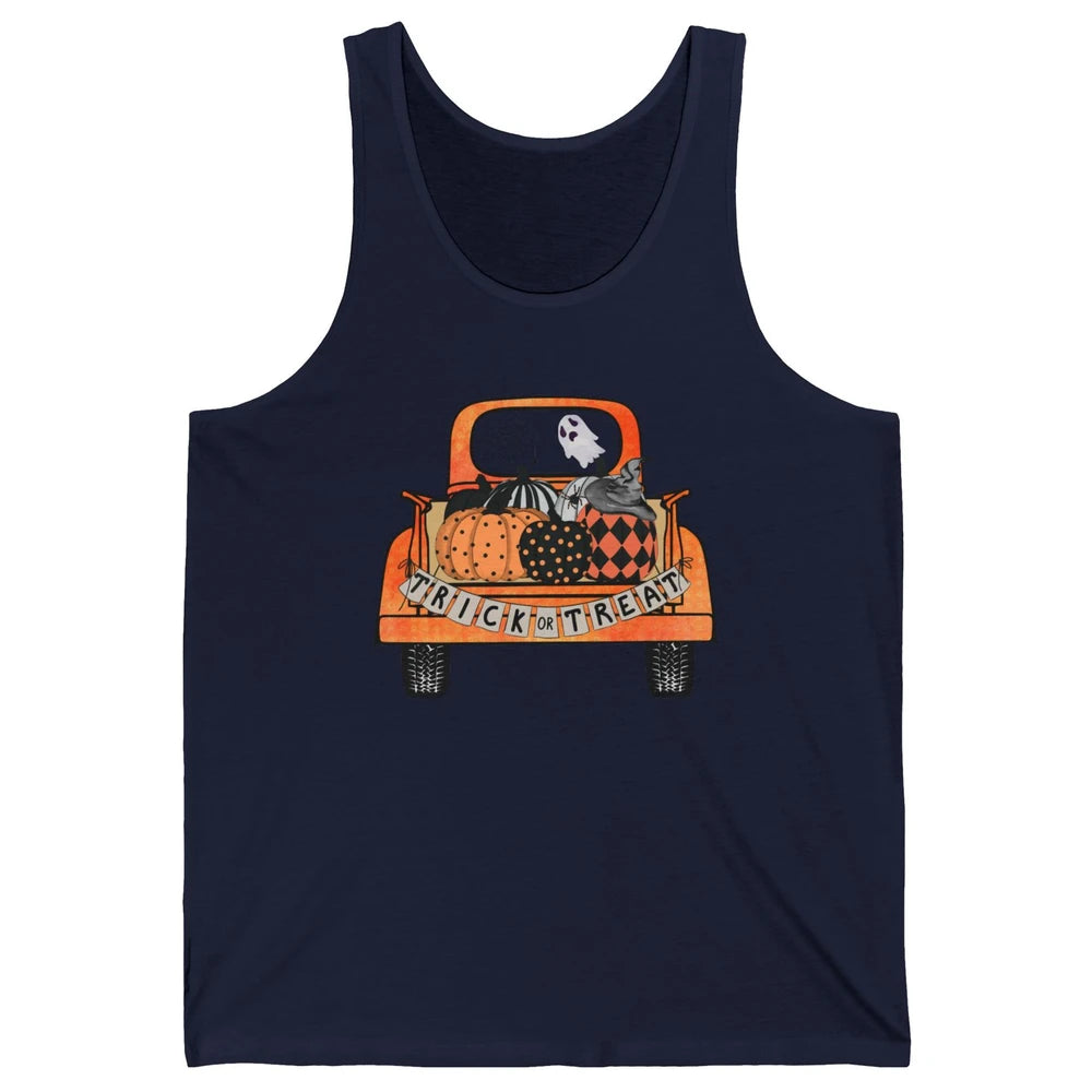 Retro Fall Pumpkin Truck Fall Halloween Trick Or Treat Gift Unisex Jersey Tank