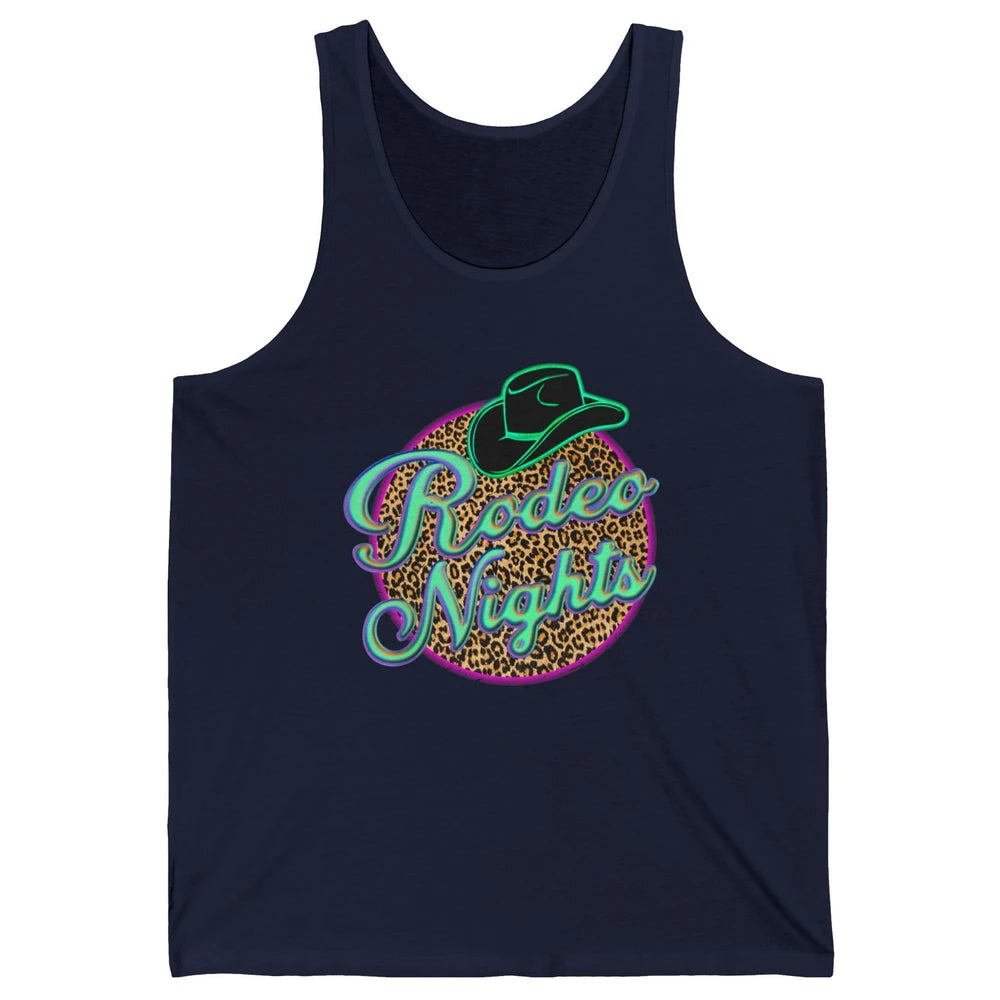 Retro Leopard Cowboy Hat Rodeo Night Western Country Cowgirl Unisex Jersey Tank
