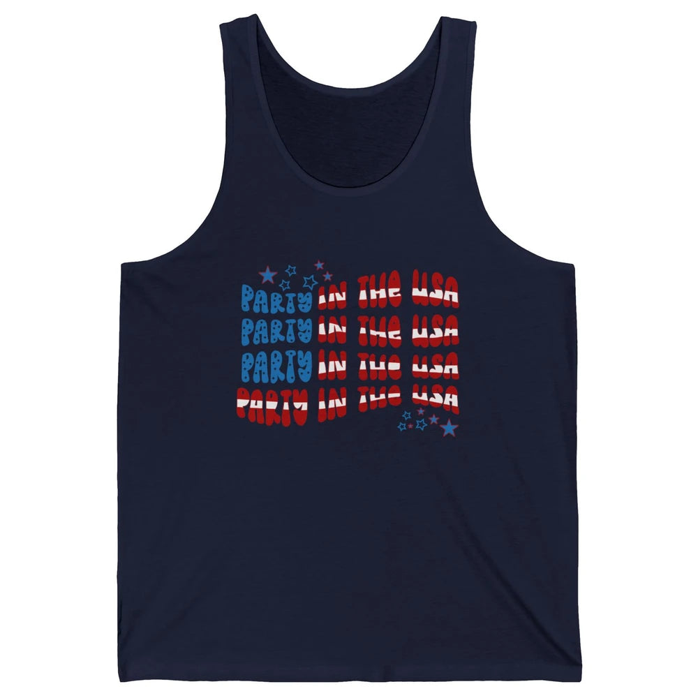 Retro July 4th Party In The USA Retro Stripe Star US Patriot Unisex Jersey Tank