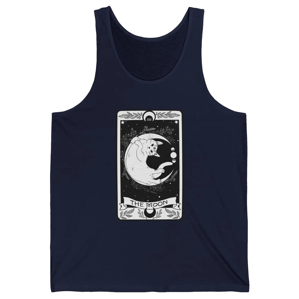 Retro Halloween Gothic Cat The Moon Tarot Card Witchcraft Unisex Jersey Tank