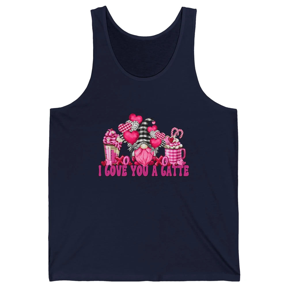 Pink Gnome And Valentines Day Latte Mugs I Love You Coffee Unisex Jersey Tank