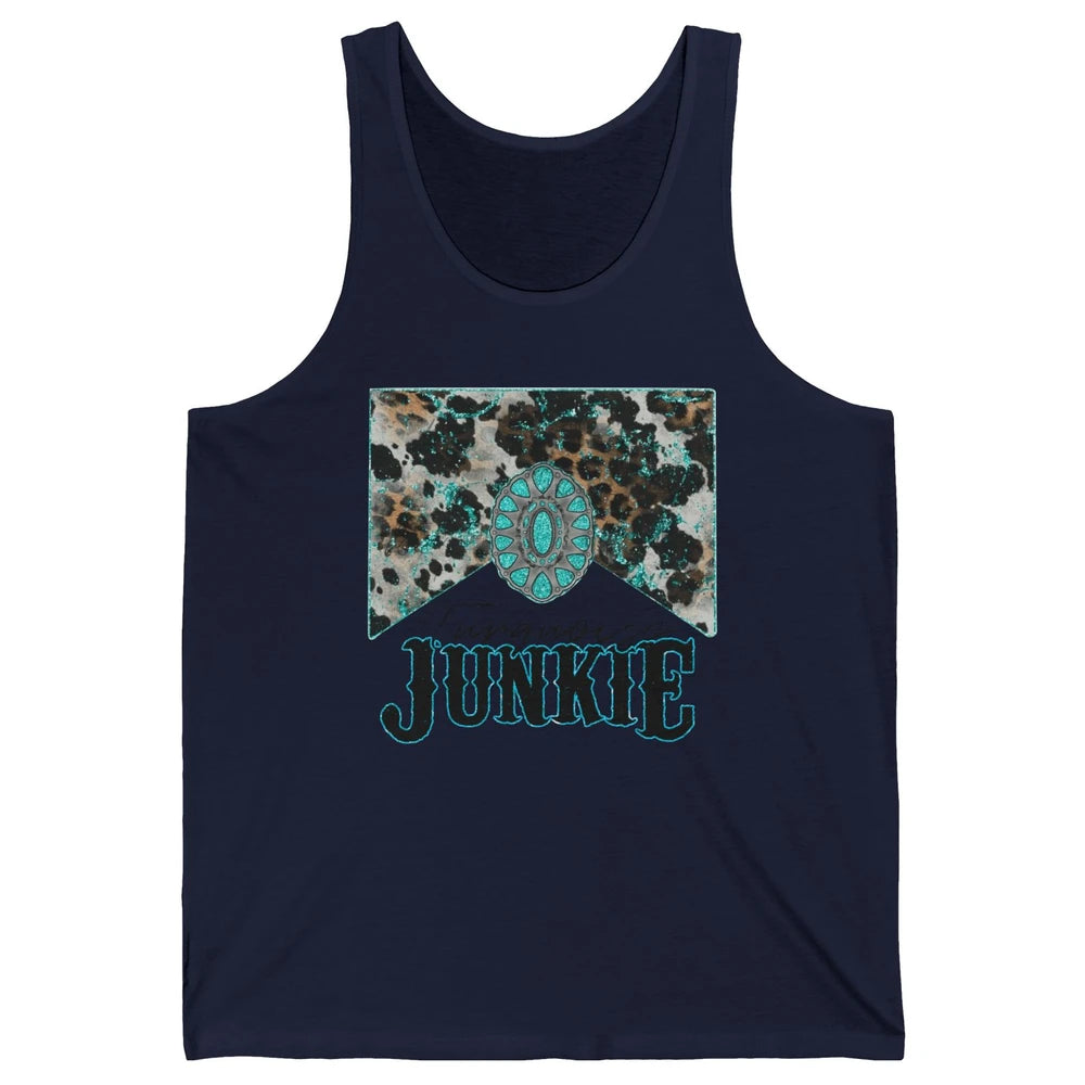 Retro Leopard Turquoise Junkie Gemstone Western Country Unisex Jersey Tank