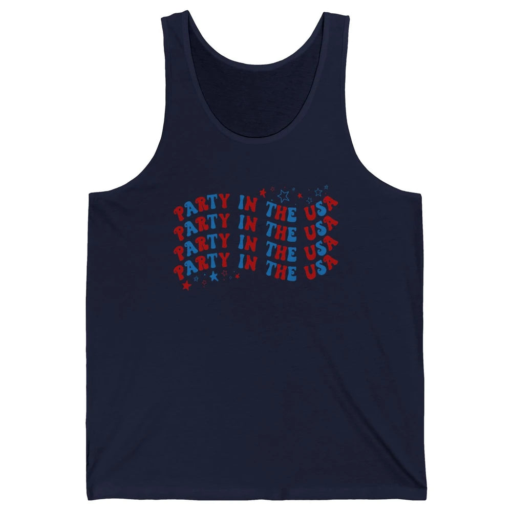 Retro July 4th Party In The USA Stripe Star American Patriot Unisex Jersey Tank