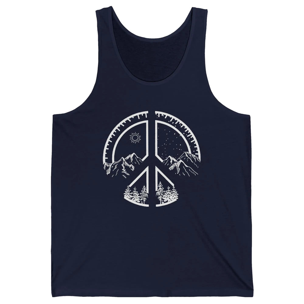 Peace Love Hiking Mountain Hikers Exploring Nature Camping Unisex Jersey Tank