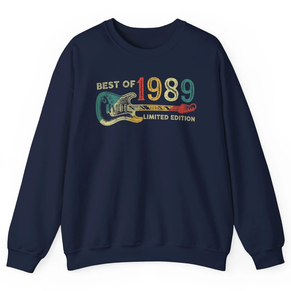 Retro 1989 Electric Guitar Birthday Guitarist Vintage 80s Unisex Crewneck Sweatshirt
