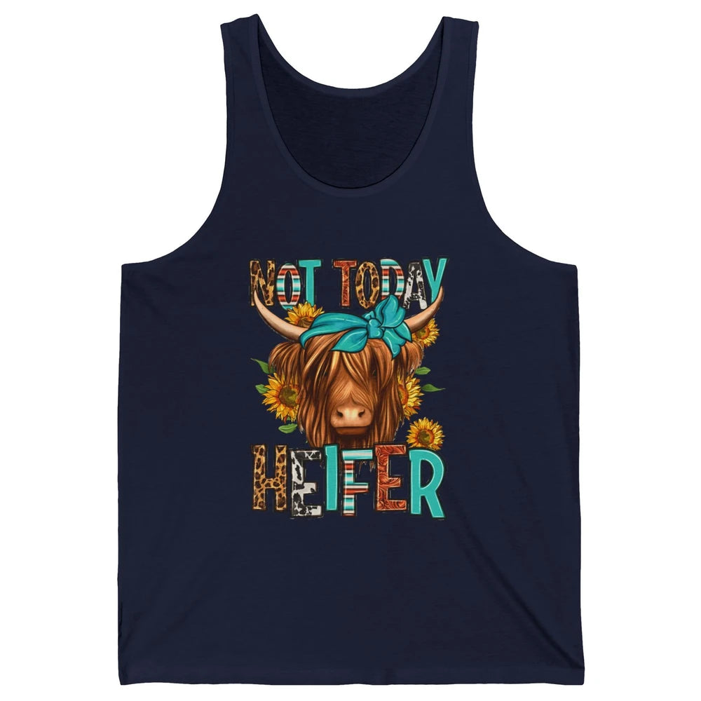Leopard Highland Cow Bandana Not Today Heifer Western Animal Unisex Jersey Tank