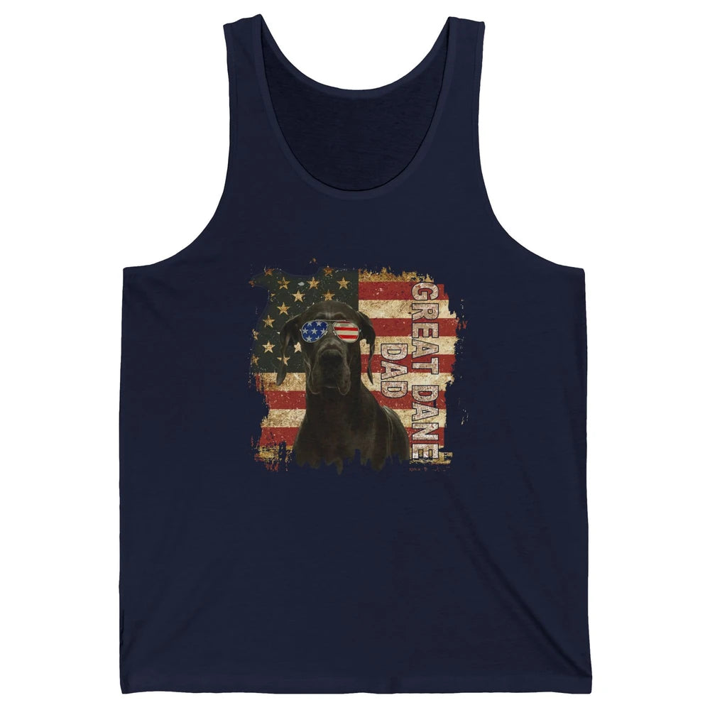 Retro Best Great Dane Dad Ever American Flag 4th Of July Unisex Jersey Tank