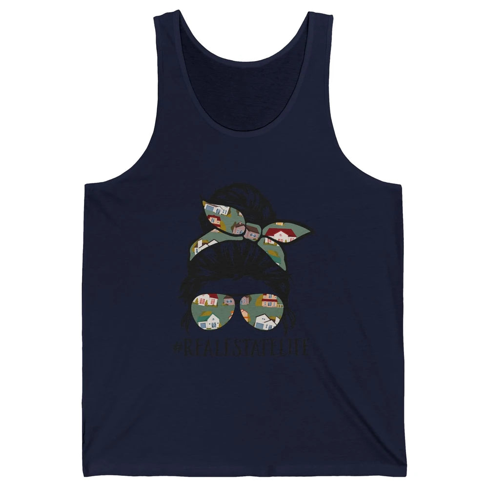 Real Estate Wife Life Messy Bun Mom Realtor Women Close Deal Unisex Jersey Tank