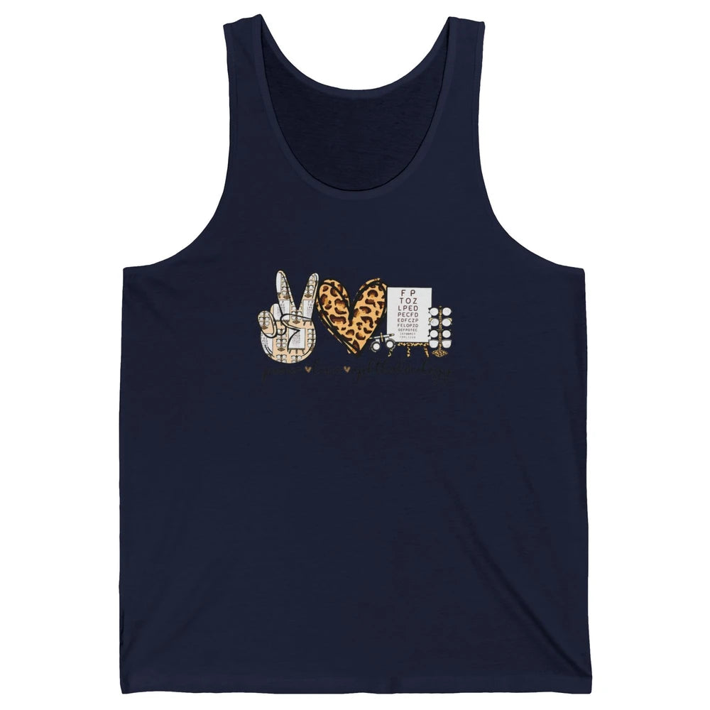 Peace Love Ophthalmology Leopard Heart Optician Optometrist Unisex Jersey Tank