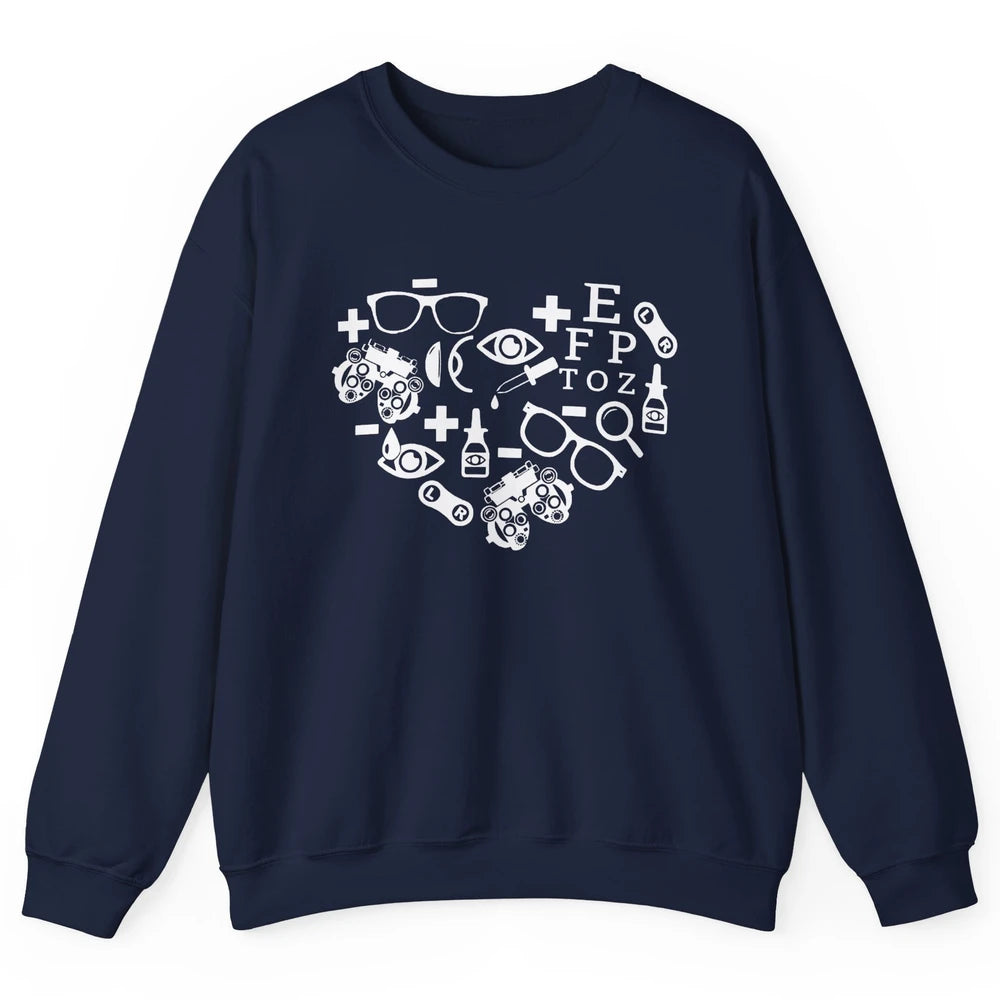 Optometrist Symbols Heart Optician Sight Squad Optometry Unisex Crewneck Sweatshirt