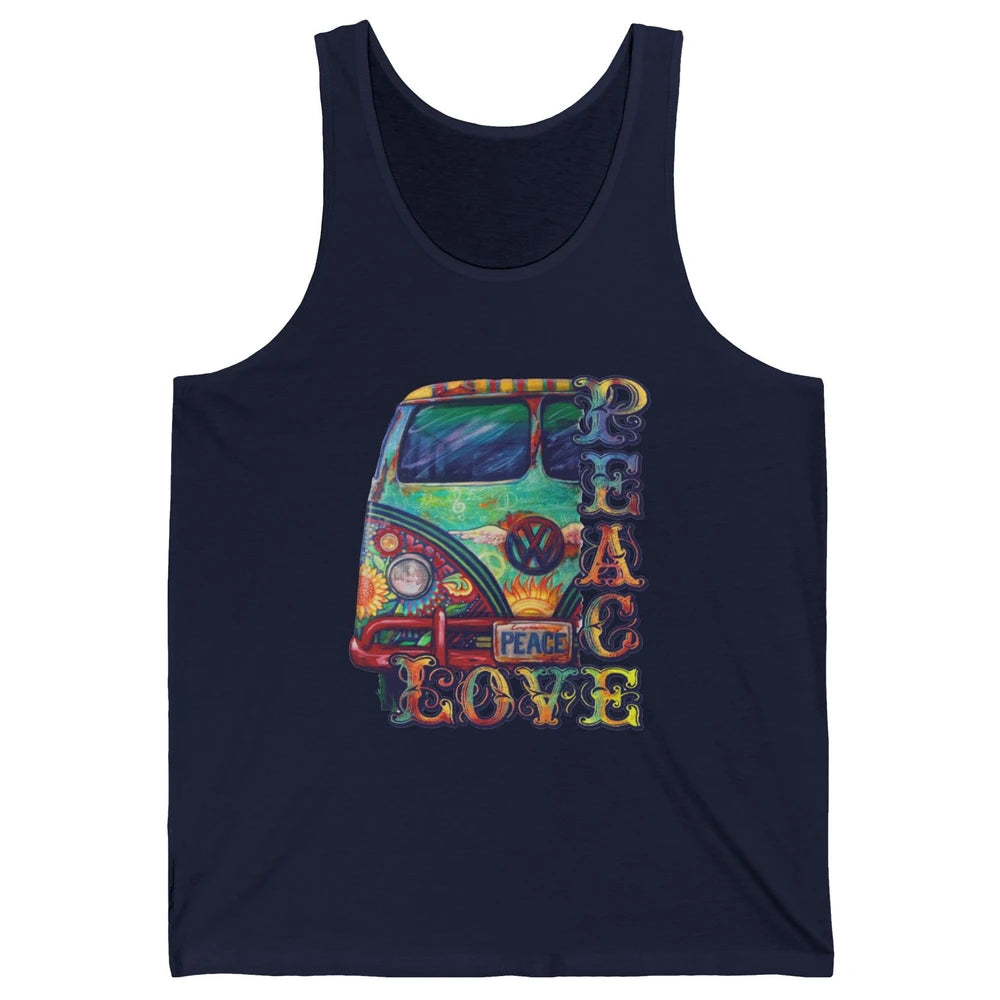 Peace And Love Hippie Van Peacemobile Vintage Gift Camping Unisex Jersey Tank