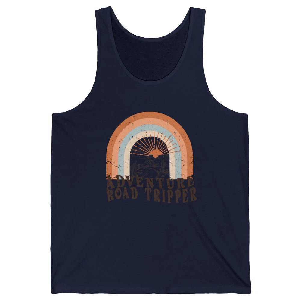 Retro Desert Sunrise Rainbow Adventure Road Tripper Western Unisex Jersey Tank