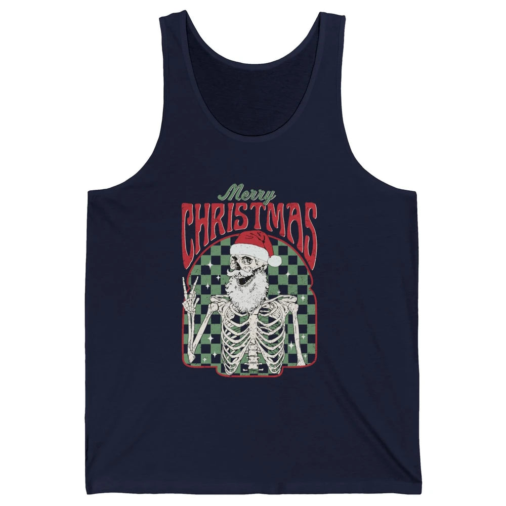 Merry Christmas Skeleton Santa Claus Vintage Xmas Skull Vibe Unisex Jersey Tank
