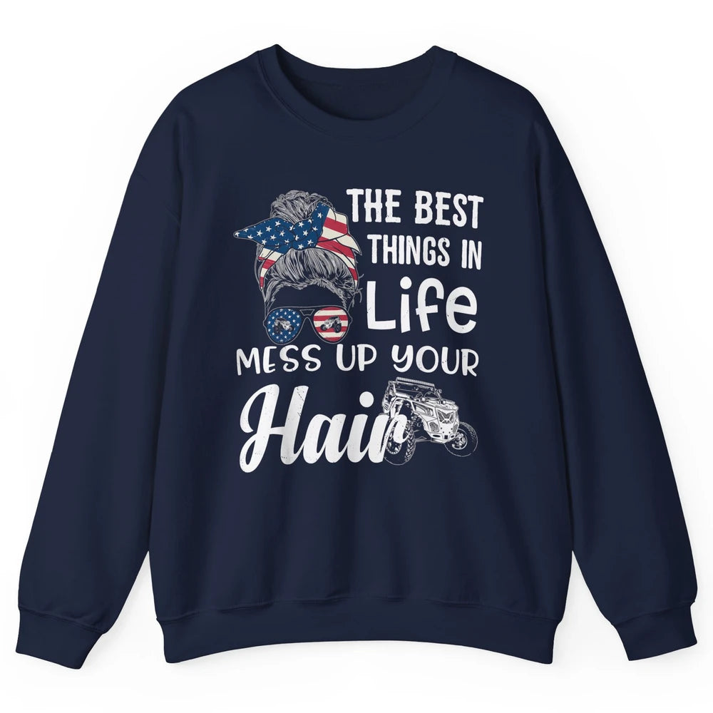Retro Mess Up Your Hair Motocross Quad Biker ATV SXS Offroad Unisex Crewneck Sweatshirt