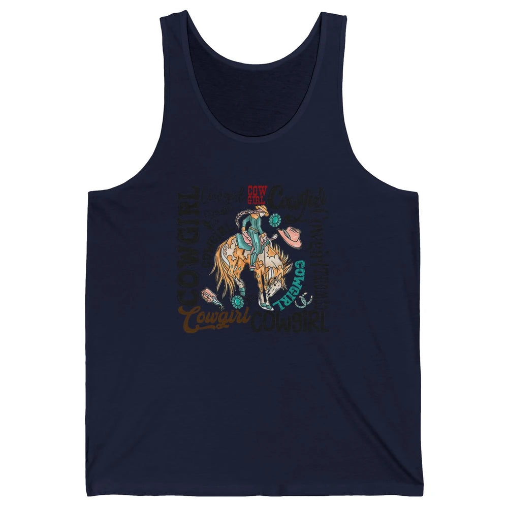 Retro Cowgirl Rodeo Wild Western Country Cowboy Hat Unisex Jersey Tank